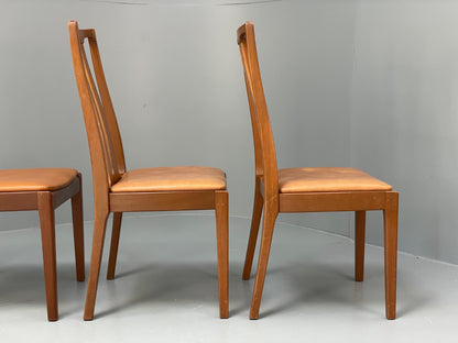 Vintage Nathan Tan Dining Chairs Set Of 4 Vinyl Mahogany 1970s EB9728 MDIN - UKDK FURNITURE