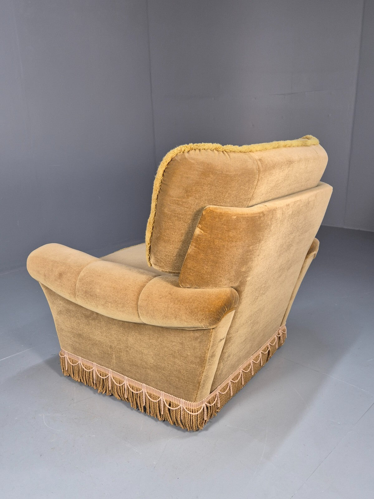 Vintage Gold Velour Danish Lounge Chair Chintzy Kitsch 1970s Retro EB9784 MNOR - UKDK FURNITURE