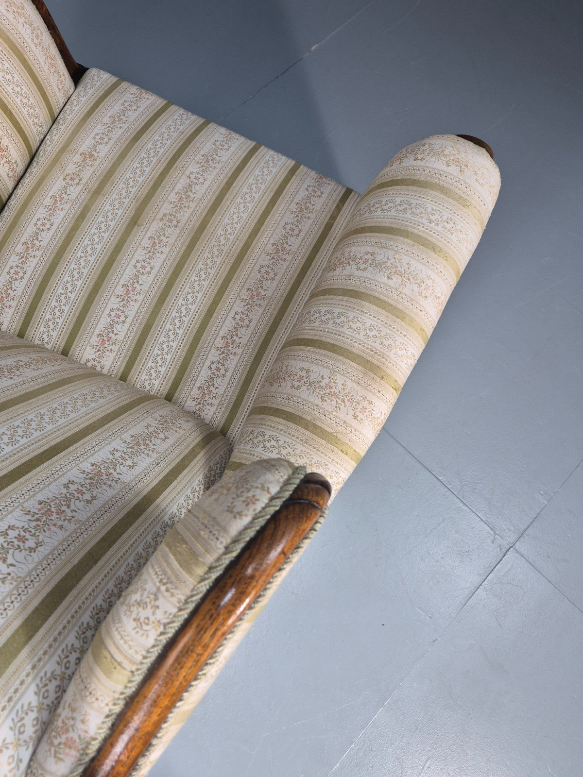 Antique Scandinavian Lounge Chair Regency Stripe Upholstery 1900s EB10765 VCAR14