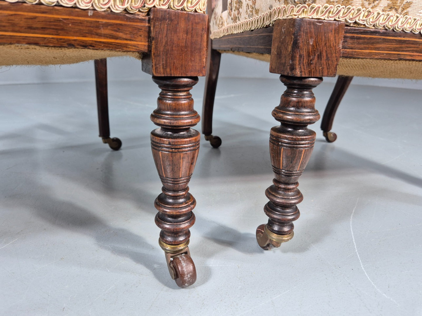 2 Antique Lounge Chairs Regency Revival Style Victorian Rosewood  EB10988 VCLO15