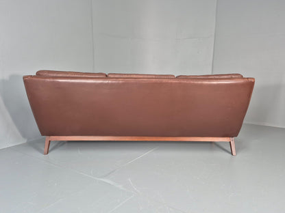 Mid Century Leather 3 Seat Sofa Brown Leather 1960s Retro  EB11367 M3SS19