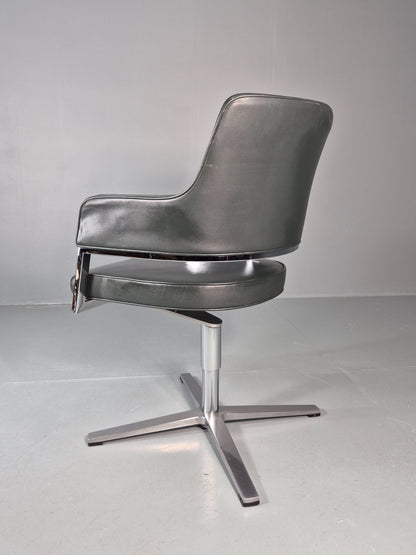 Leather Office Swivel Chair Dark Green Chrome Brunner Tempus Modern EB11714 MSWI5