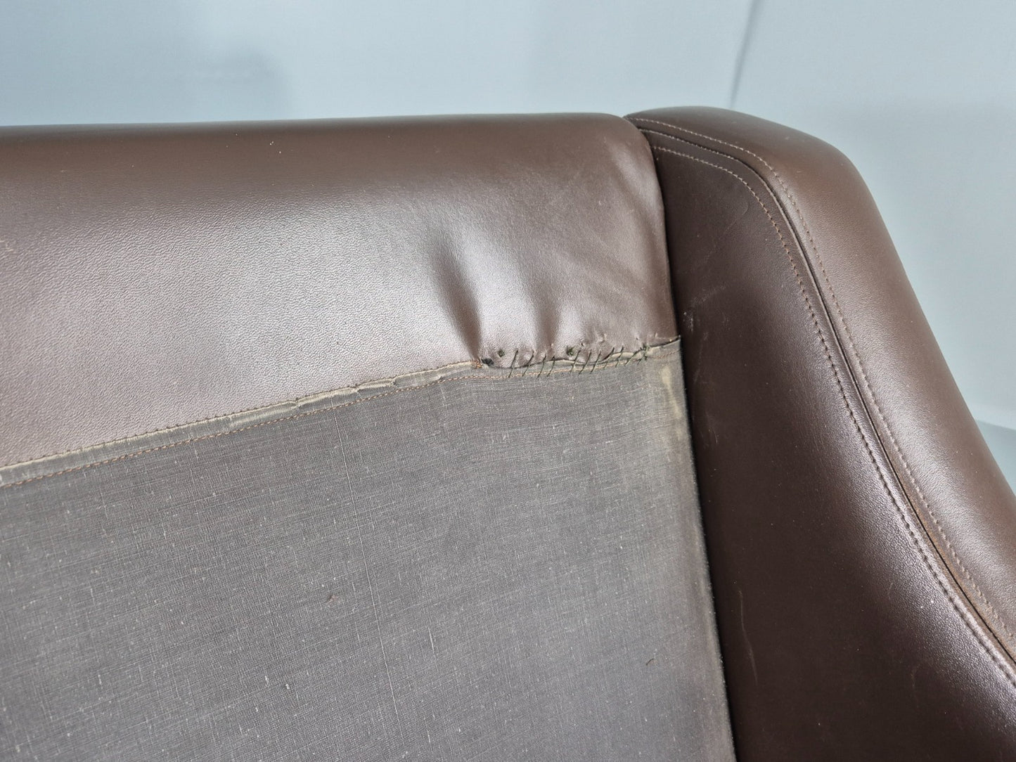 Vintage 3 Seat Leather Sofa 1970s Danish Brown Mid Century Retro EB10519 M3SS11