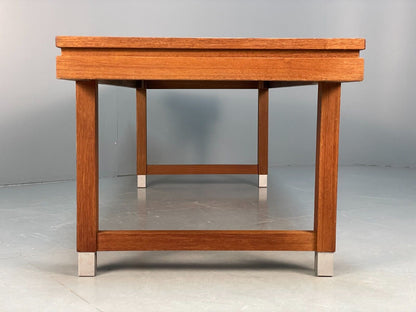 Midcentury Danish Teak Rectangular Coffee Table With Metal Feet EB8672 MWOO - UKDK FURNITURE