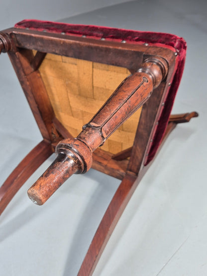 Antique William IV Mahogany Dining Chair Red Velvet Upholstery 1830 EB11224 VDIN13