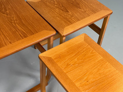 Vintage Nathan Side Tables 1980s Teak Nesting Set 3 Ply Frame EB11549 MWOO15