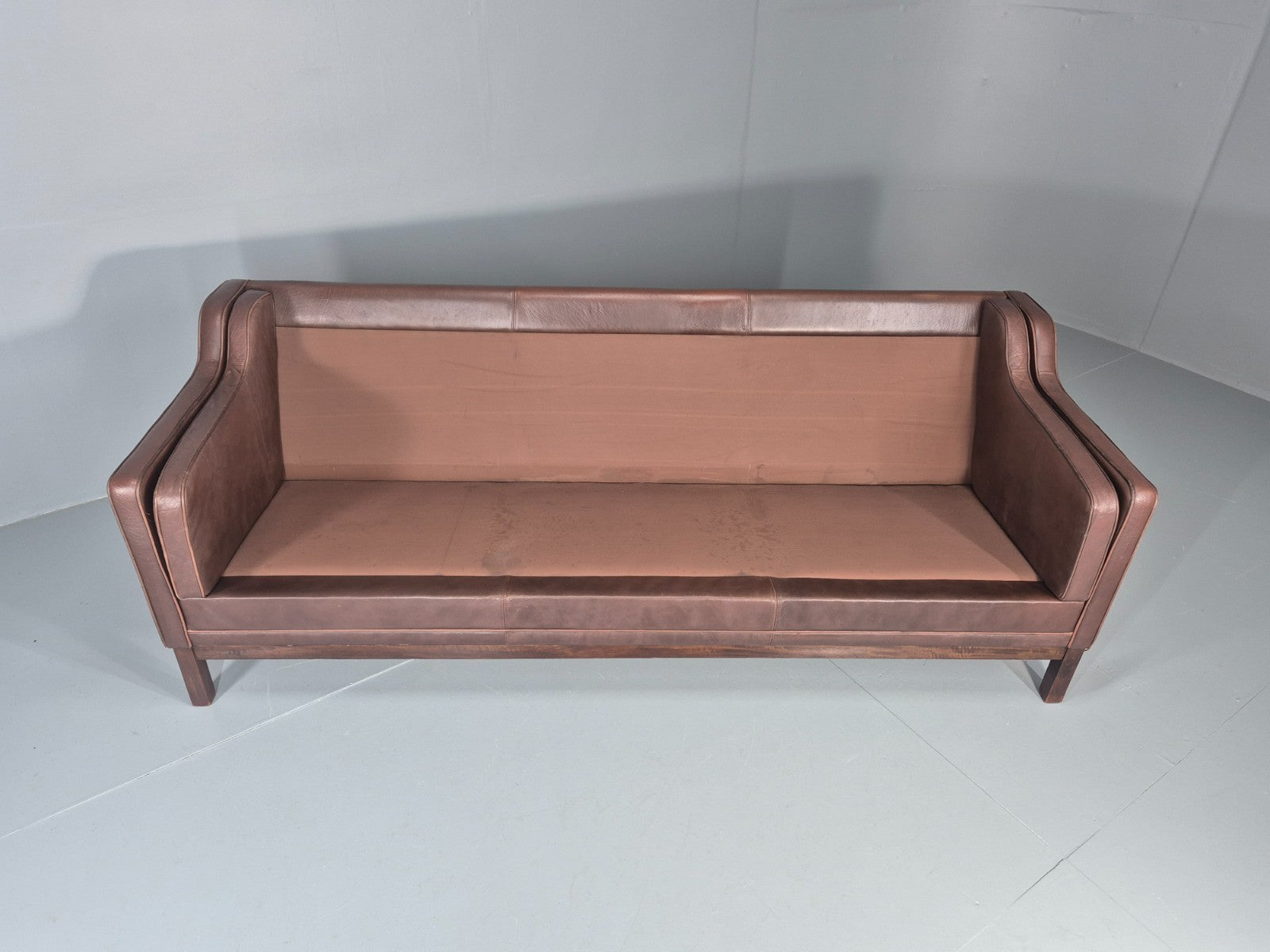 3 Seater Leather Sofa Vintage Mid Century Mogensen Shape 1970 Retro EB11356 M3SS10