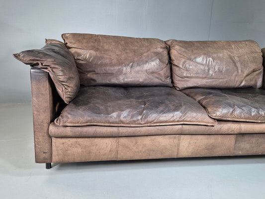Vintage Danish 3 Seat Sofa Brown Leather 1980s Retro EB7506 M2SS - UKDK FURNITURE