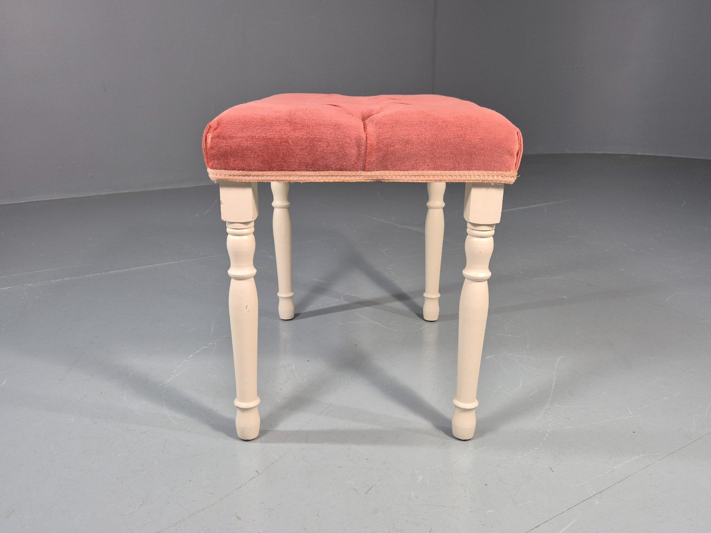 1970s Retro Dressing Table Stool Pink Velour Rococo Styled Kitsch EB11963 VWOO4