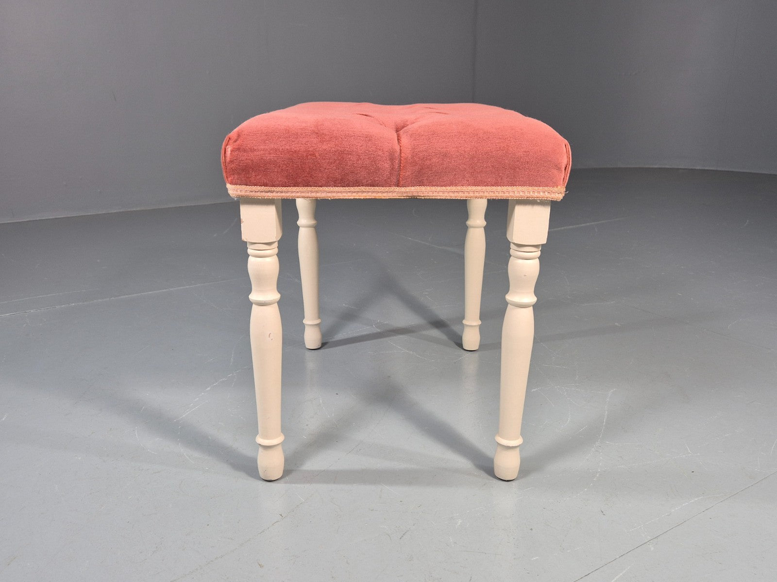 1970s Retro Dressing Table Stool Pink Velour Rococo Styled Kitsch EB11963 VWOO4