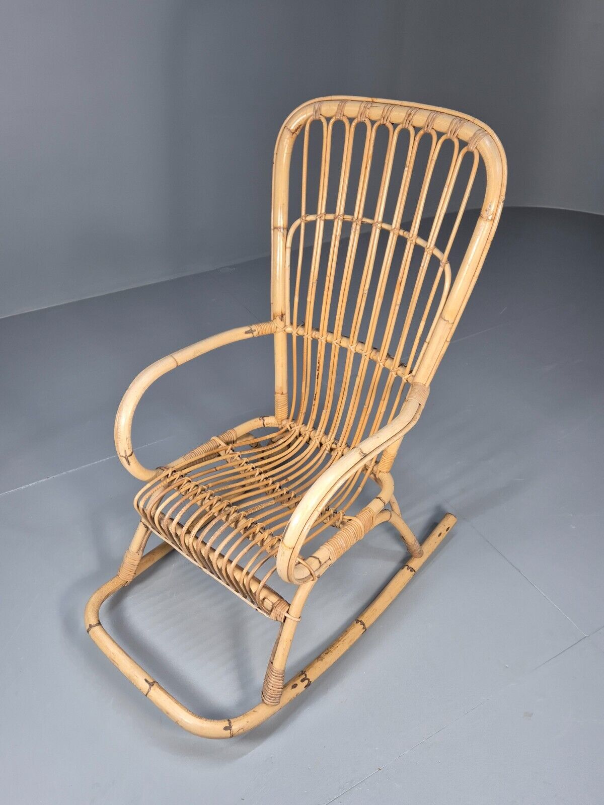 Vintage Cane Rocking Chair Retro Seating EB8875 VBER - UKDK FURNITURE
