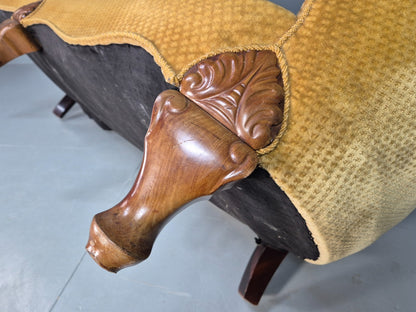 Vintage Danish Banana Sofa Gold Velour Carved Legs 1920s Antique Eb8055 V3SS9