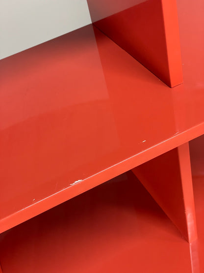 Red Bookcase Vinyl Storage - Postmodern 1980s Style Gloss Laminate EB10949 MWOO11