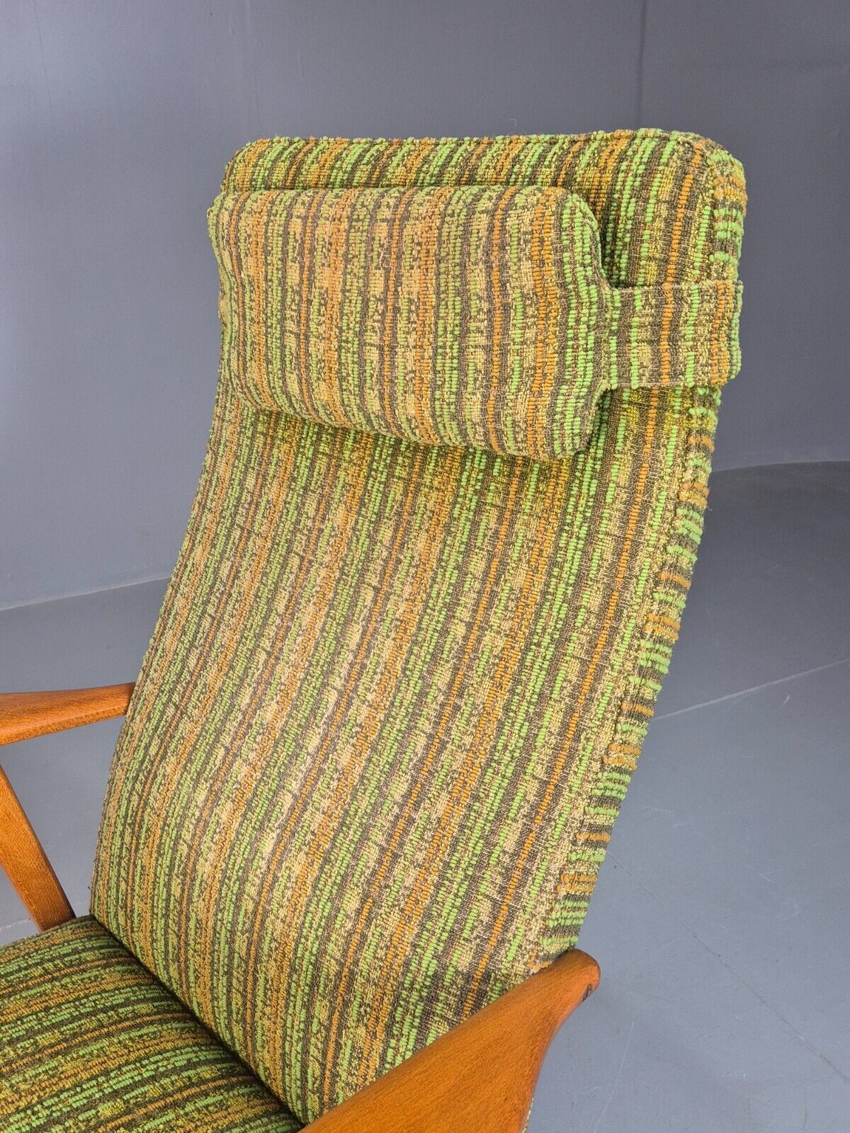 Vintage Swedish Lounge Chair Green Wool Teak Frame 1960s Retro MCM EB7895 MNOR - UKDK FURNITURE