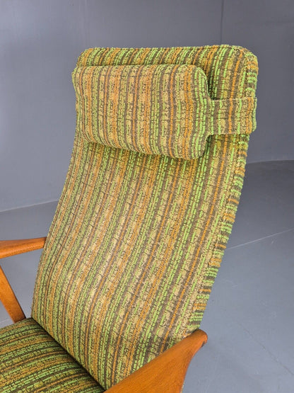 Vintage Swedish Lounge Chair Green Wool Teak Frame 1960s Retro MCM EB7895 MNOR - UKDK FURNITURE