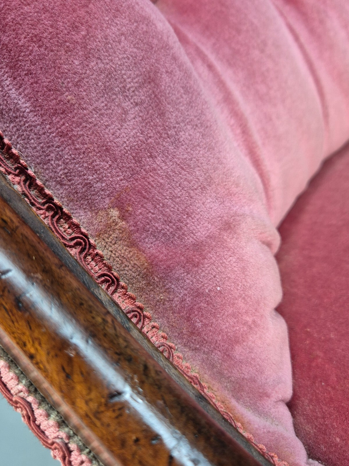 Vintage Lounge Chair Pink Velour Spoonback Nursing Parlour Victorian EB8438 VCLO - UKDK FURNITURE