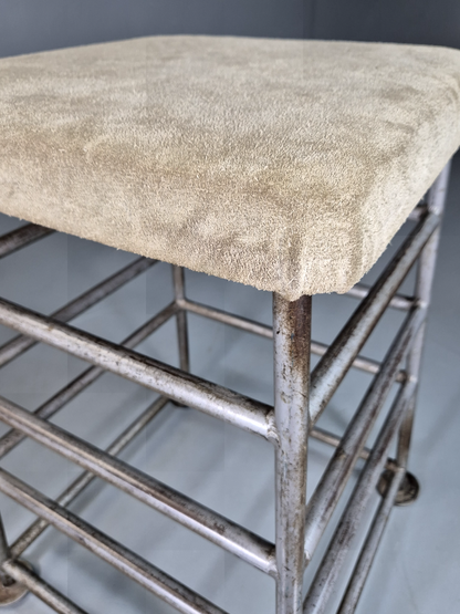 Vintage Gym High Stool Steel and Suede Pommel Mid 20th C EB7377 MFOO7