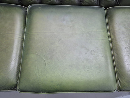 Three Seater Green Leather Chesterfield Quality Version Retro EB11032 VCHE21