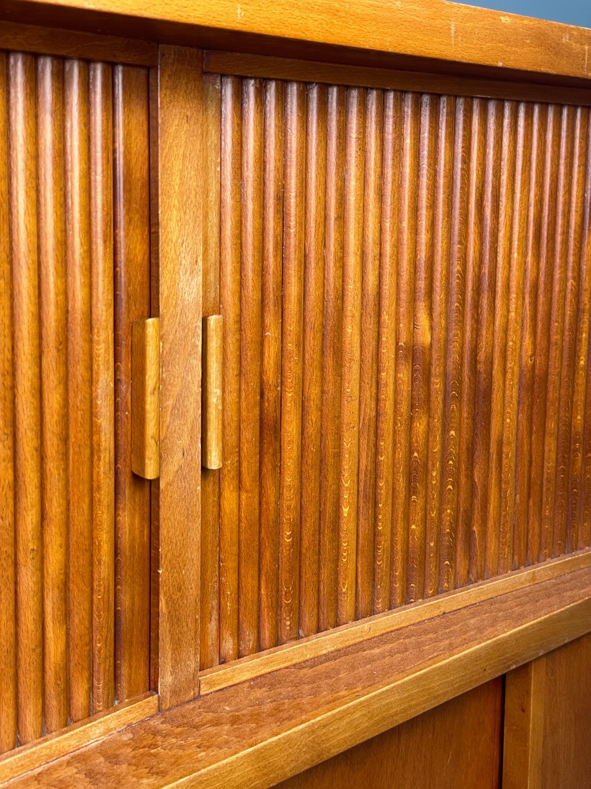 Vintage Danish 1950s Highboard Tambour Front  Cherry Wood Shelving EB10869 MWOO13