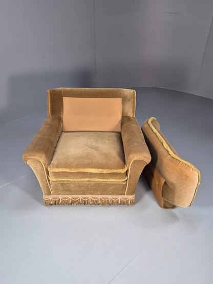 Vintage Gold Velour Danish Lounge Chair Chintzy Kitsch 1970s Retro EB9784 MNOR5