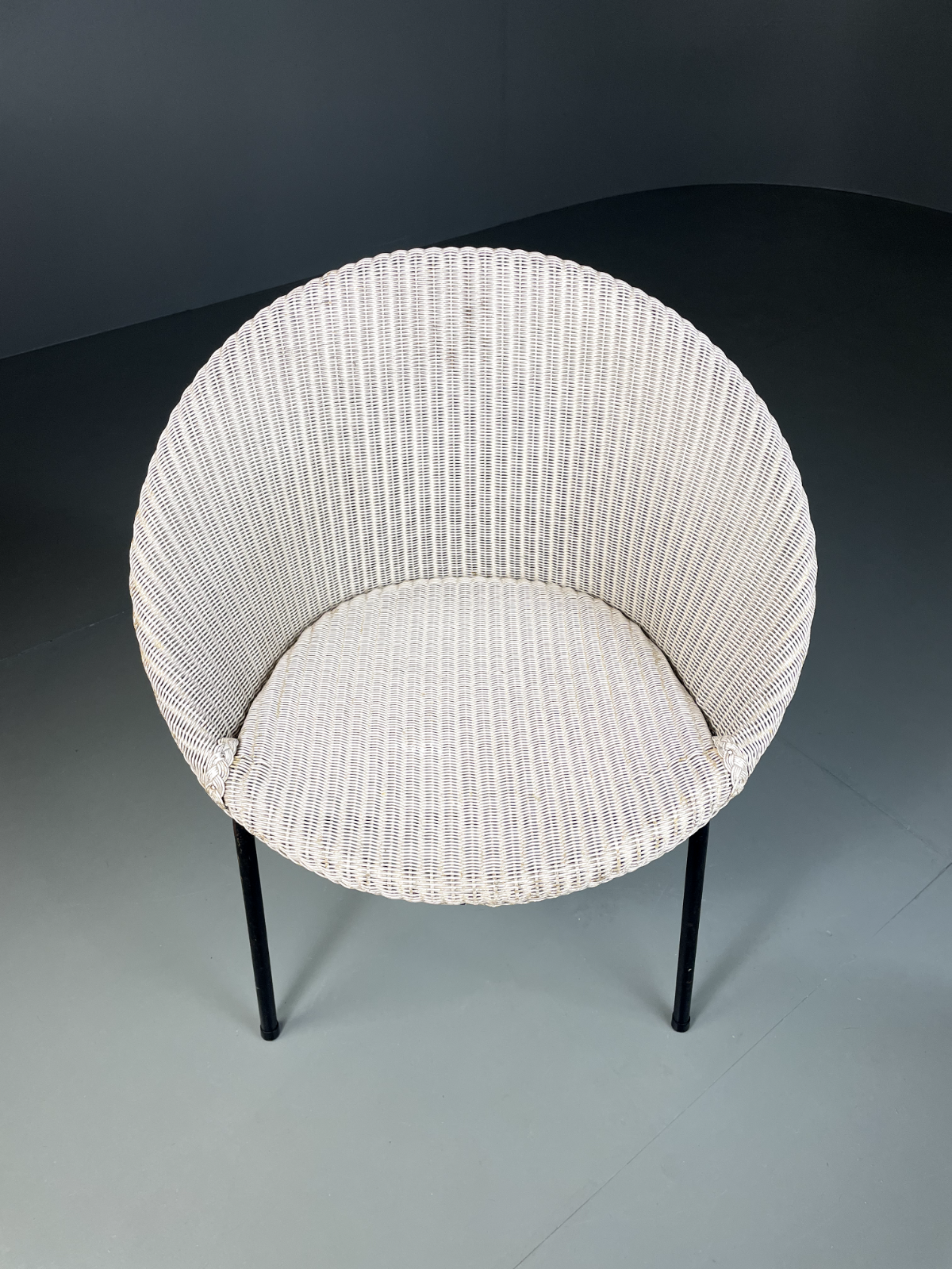 Vintage Lloyd Loom Chair White Circular Retro MCM EB5270 VBER2