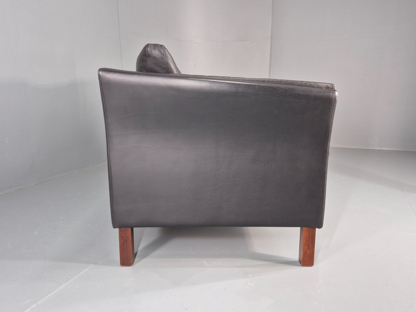 Vintage 2 Seat Sofa Danish Black Leather Mid Century Retro 1980s EB10473 M2SS12