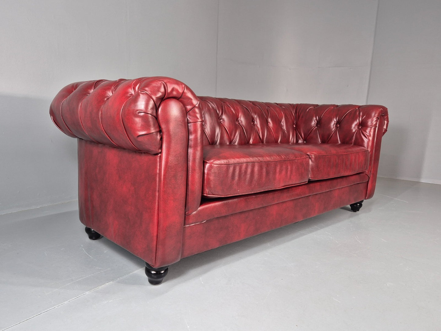 Vintage Vegan Chesterfield Red Vinyl Upholstery EB11665 VCHE12