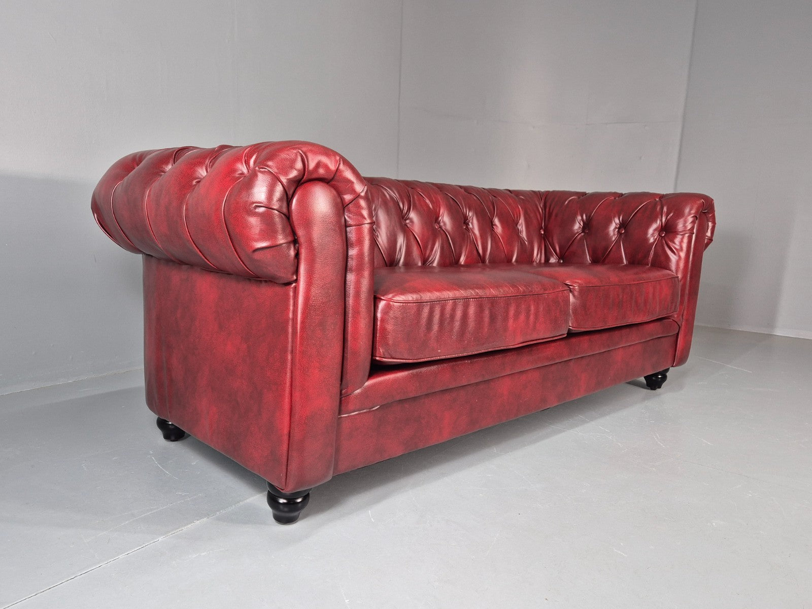 Vintage Vegan Chesterfield Red Vinyl Upholstery EB11665 VCHE12
