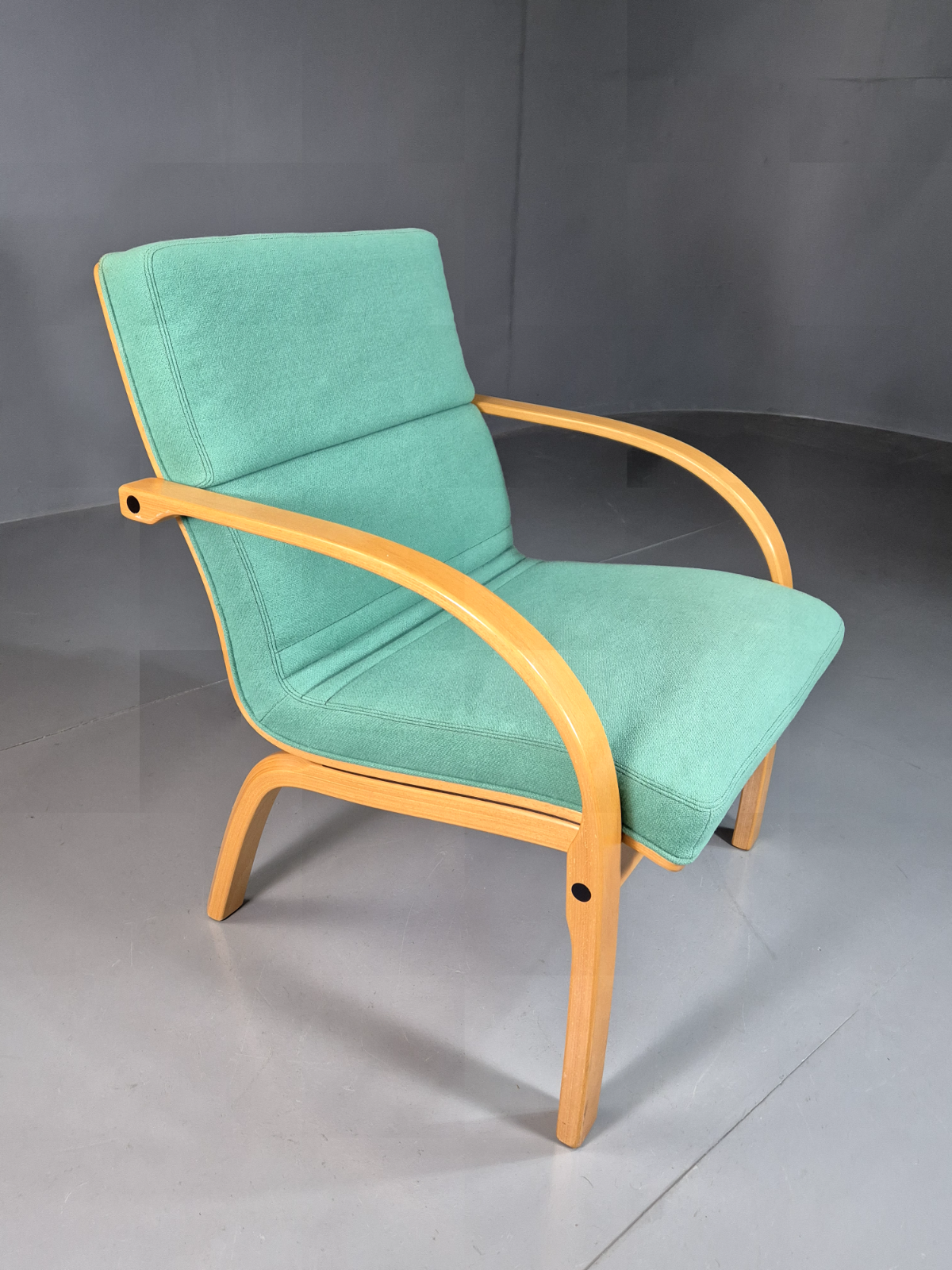 Vintage Danish Lounge Chair Mint Wool Bentwood 1980s Retro EB7352 MBEN5