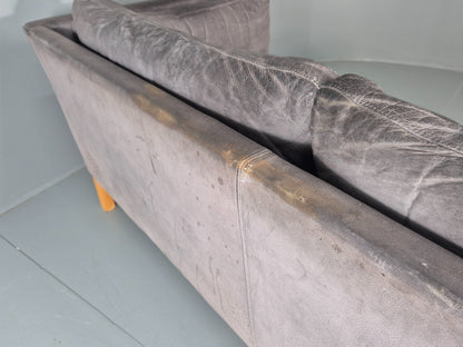 Vintage Mogens Hansen 2.5 Seat Settee Grey Leather 1980s Retro EB11645 M3SS20