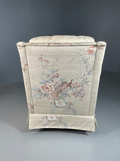 Vintage Danish Lounge Chair Floral Print Cotton 1970s Retro EB6605 VCLO - UKDK FURNITURE