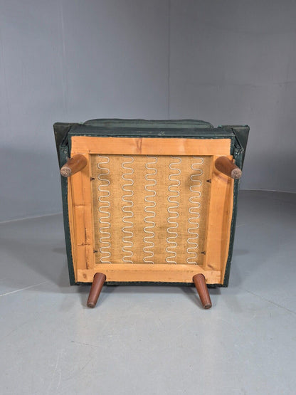 Mid Century Danish Lounge Chair Teak Legs Green Fabric Retro 1960s EB7444 MNOR - UKDK FURNITURE