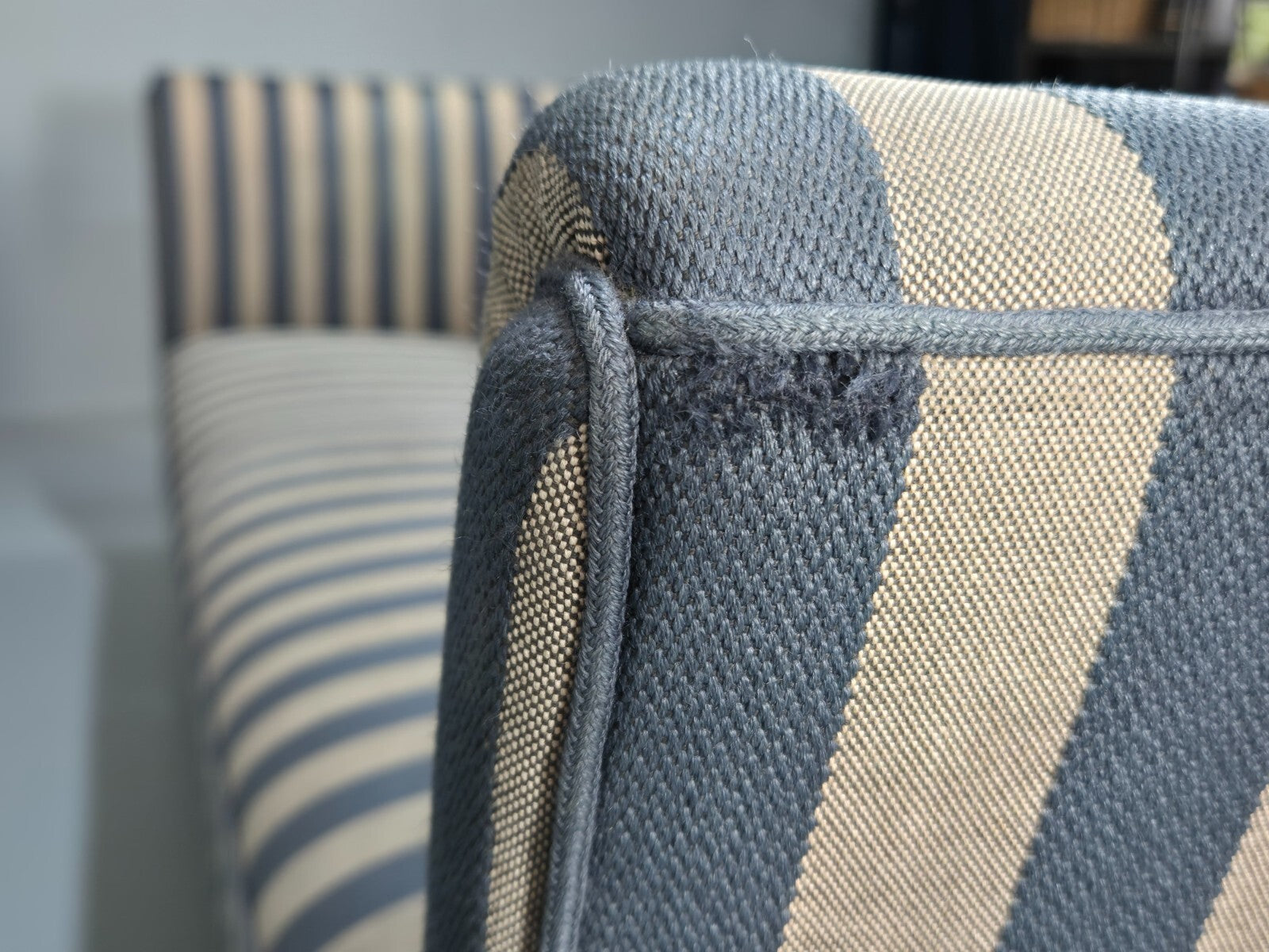 Vintage Danish 1950s Striped Sofa Mid Century Modern Shape Retro EB9559 M3SS - UKDK FURNITURE