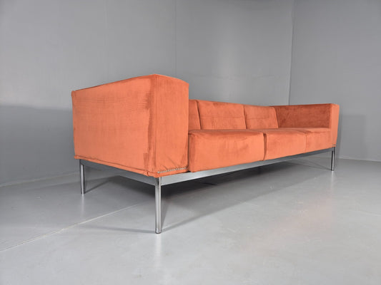 Vintage 4 Seater Sofa Italian Modern Design Sitia Peach Velvet  EB11771 M4SS1