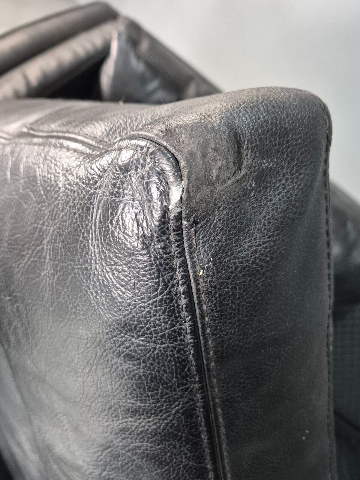 Vintage Danish 2 Seat Sofa Black Leather 1980s Retro MCM EB7625 M2SS - UKDK FURNITURE