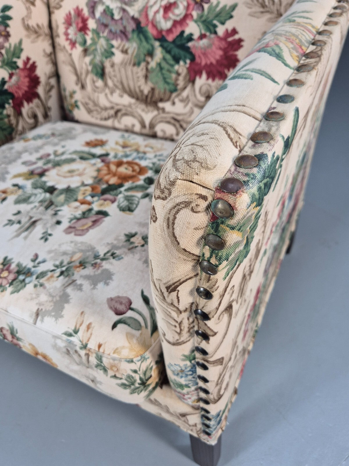 Vintage Danish Lounge Chair Floral Cotton Upholstery 1970s Retro EB07869 MNOR - UKDK FURNITURE