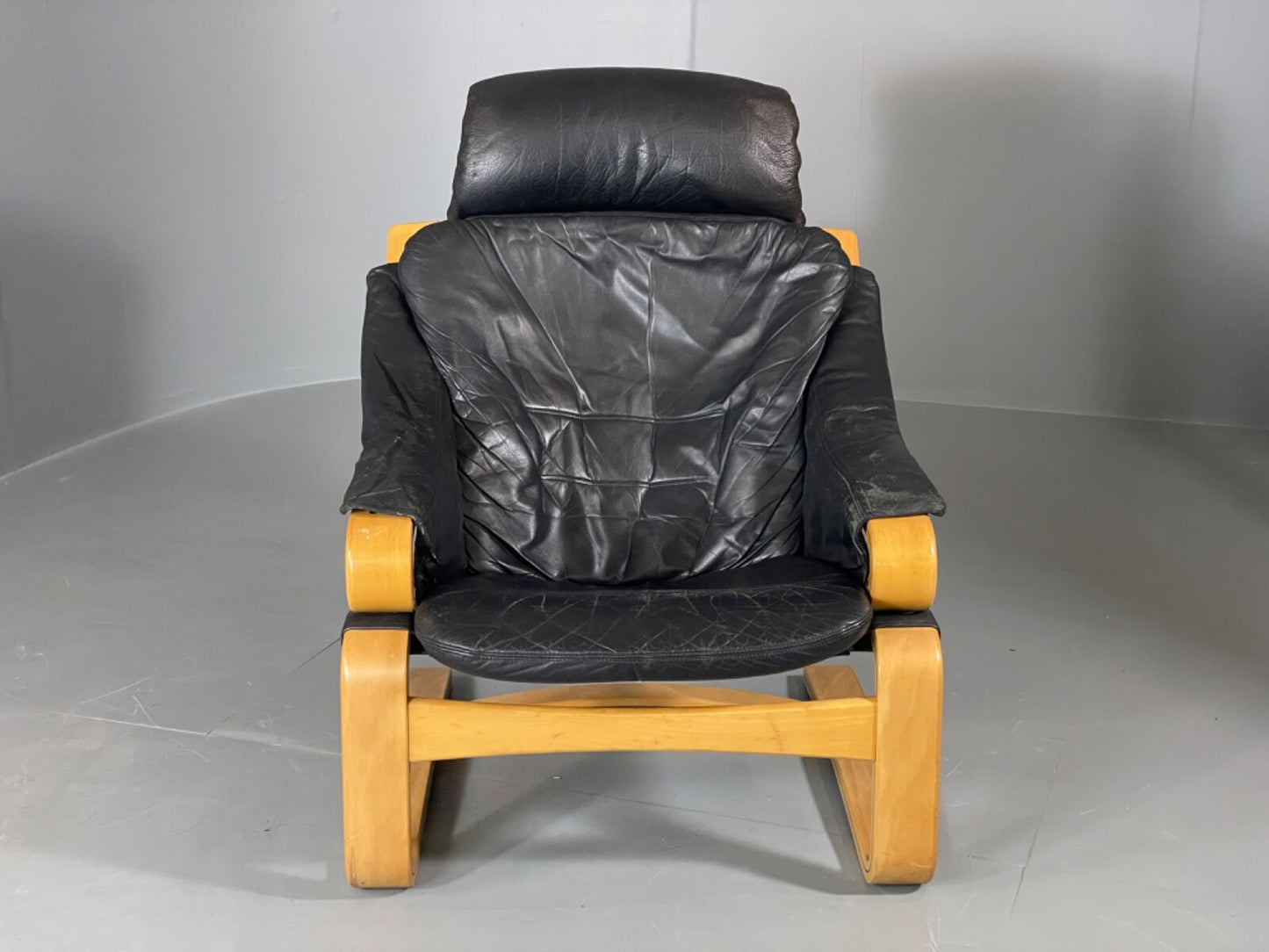 Vintage Danish Lounge Chair Black Leather Skippers Apollo Chair EB6121 MBEN1