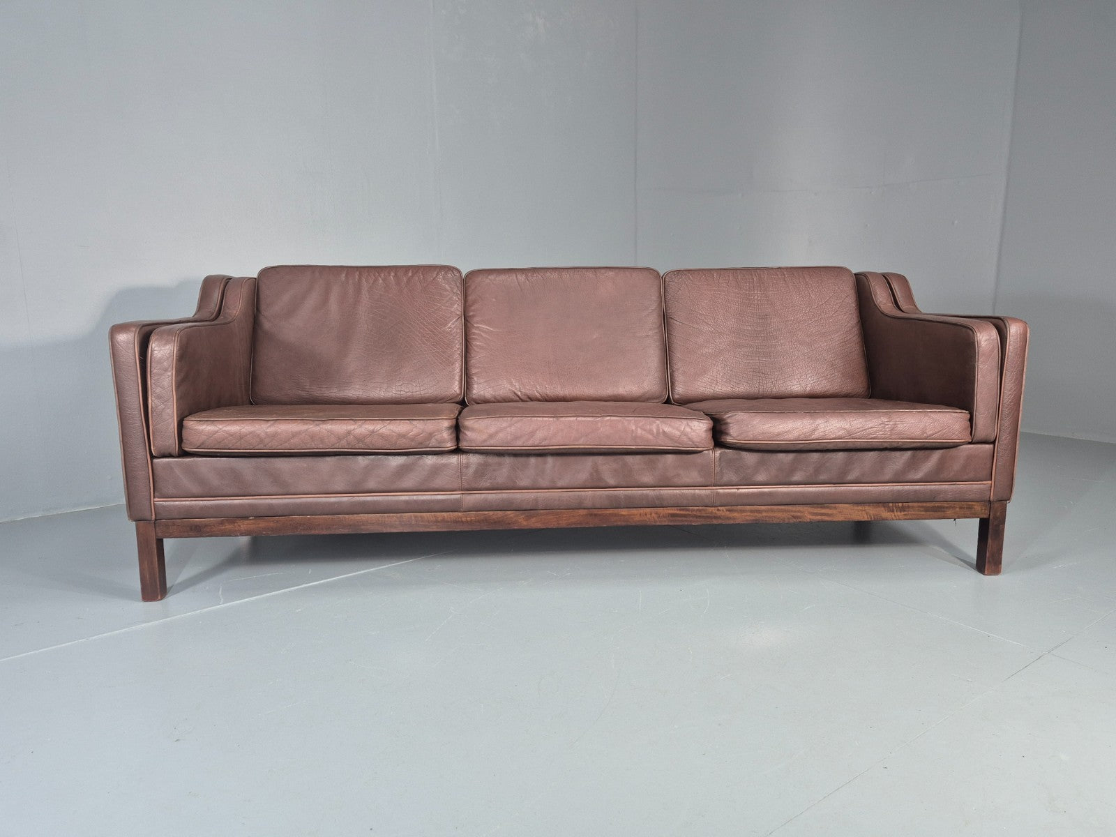 3 Seater Leather Sofa Vintage Mid Century Mogensen Shape 1970 Retro EB11356 M3SS4