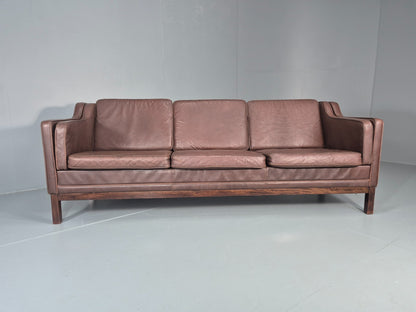 3 Seater Leather Sofa Vintage Mid Century Mogensen Shape 1970 Retro EB11356 M3SS4