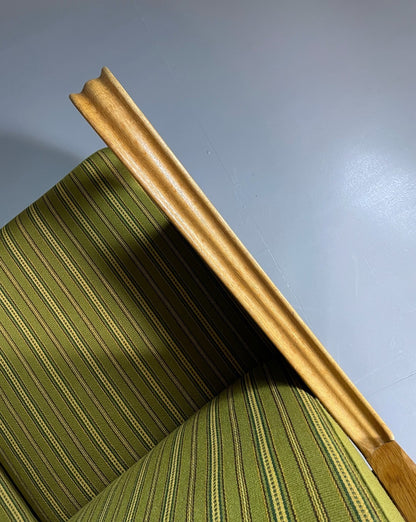 3 Seat Sofa Vintage Danish Kjaernulf Style Oak and Green Wool Retro EB6479 M3SS13