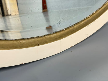 Antique Oval Wall Mirror White & Gold Painted Bevelled Patina EB11051 MWOO3