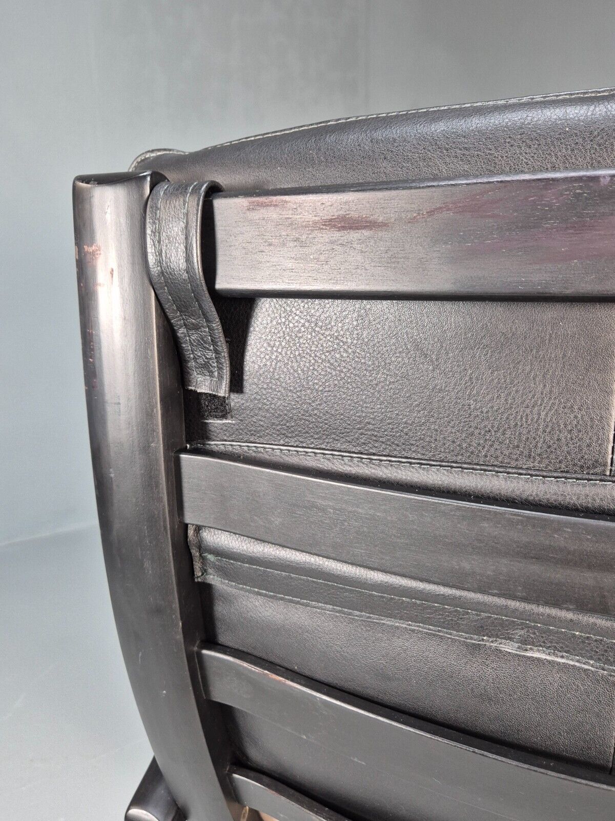 Vintage Danish Bentwood Armchair Black Leather Black Frame Reclining EB8770 MBEN - UKDK FURNITURE
