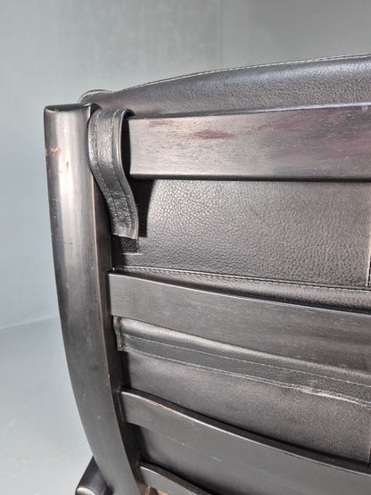 Vintage Danish Bentwood Armchair Black Leather Black Frame Reclining EB8770 MBEN - UKDK FURNITURE
