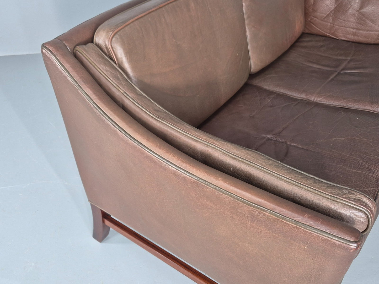 Vintage Danish 2 Seat Sofa Gunnar Grandt Design Brown Buffalo Hide EB9905 M2SS13