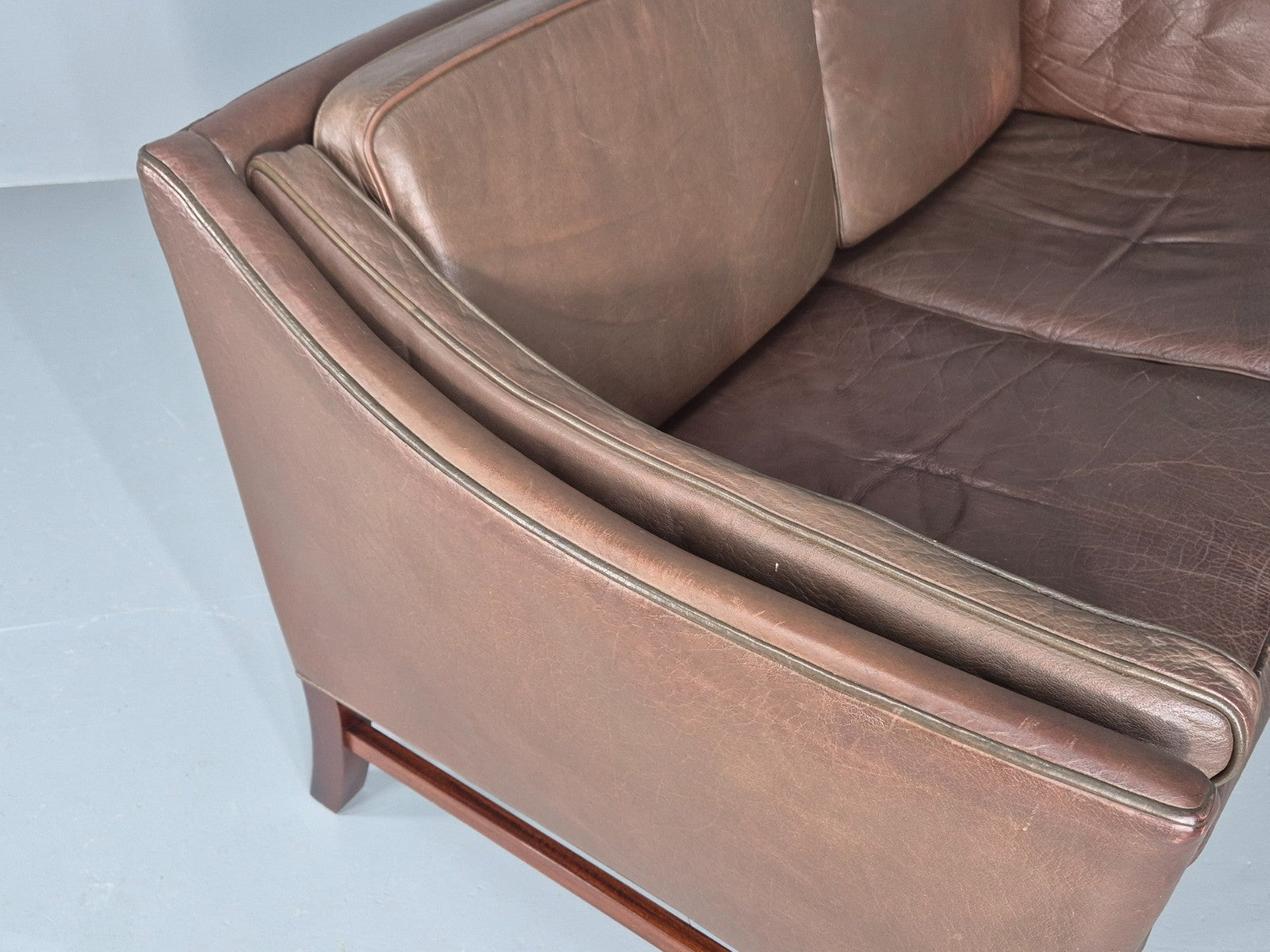 Vintage Danish 2 Seat Sofa Gunnar Grandt Design Brown Buffalo Hide EB9905 M2SS13