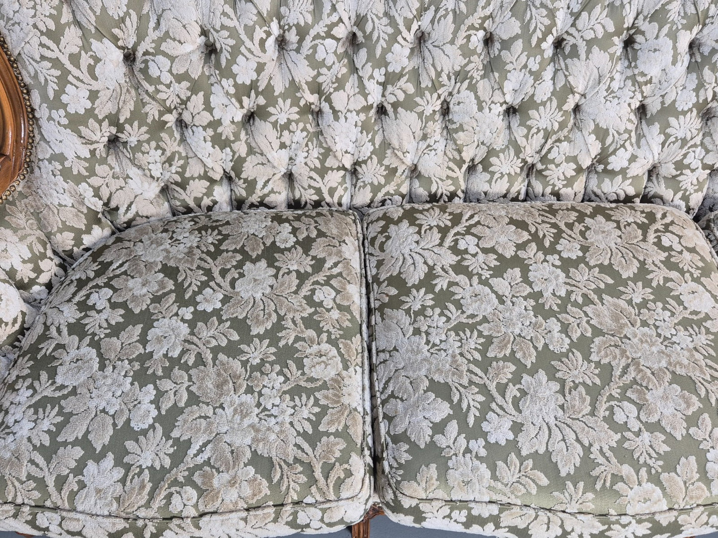 Vintage Danish Rococo Revival Floral upholstered 3 Seat Sofa EB9631 V3SS - UKDK FURNITURE
