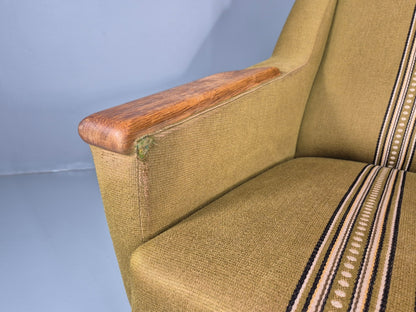 2 1970s Danish Lounge Chairs Green Wool Oak Details Retro Quality EB11408 MNOR5