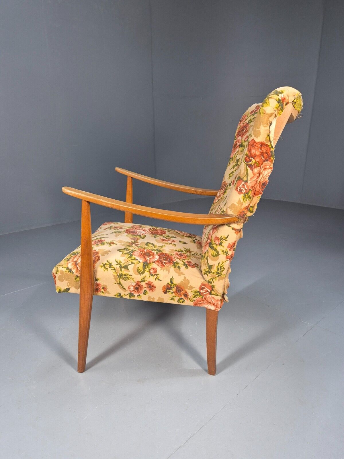 Vintage Danish Lounge Chair Reupholstery Project Beech Arm MCM Retro EB8917 MNOR - UKDK FURNITURE