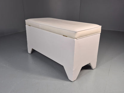 1970s Vinyl Ottoman Storage Chest White Retro Kitsch EB11572 MWOO9