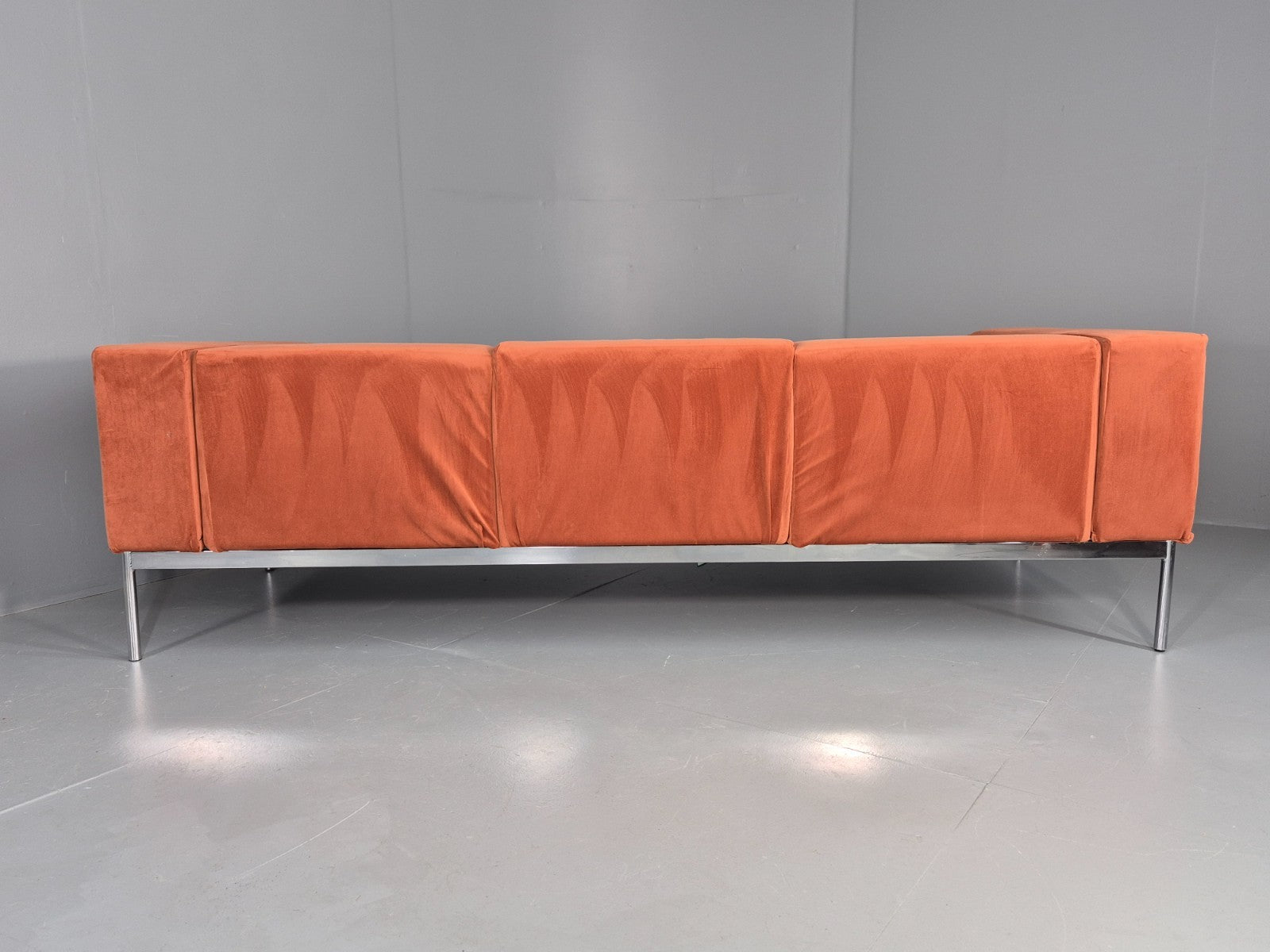 Vintage 4 Seater Sofa Italian Modern Design Sitia Peach Velvet  EB11771 M4SS15